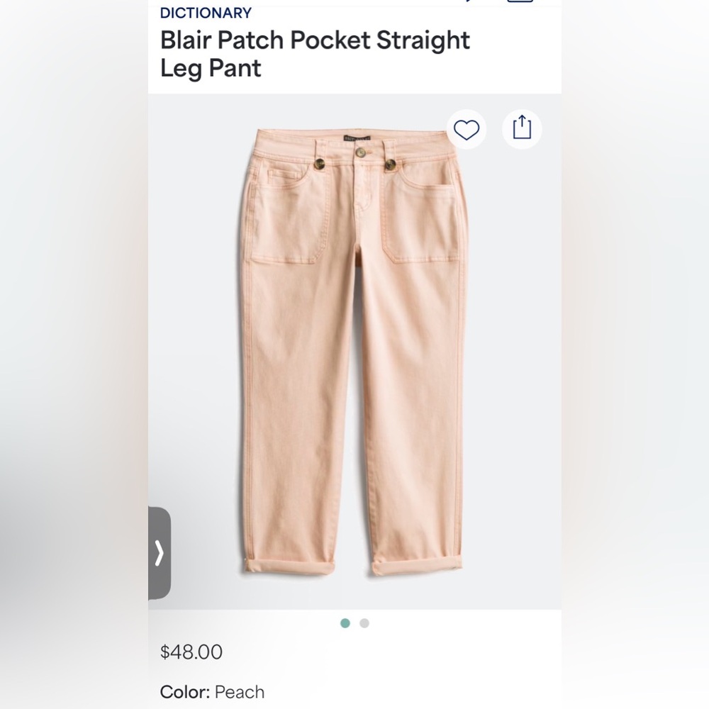 Blair Patch Pocket Straight Leg Pants in Peach by Dictionary Stitch Fix